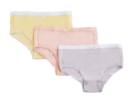 MEMOI GIRL’S PRINTED COTTON BRIEFS 3 PACK - PASTEL
