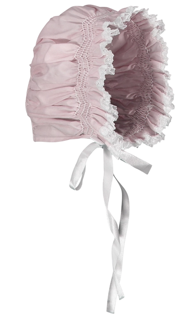 Girls Smocked Lace Bonnet, Pink