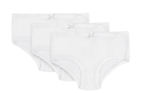 MEMOI GIRL’S PRINTED COTTON BRIEFS 3 PACK - WHITE