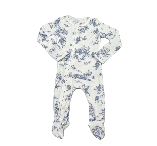 Storyland Toile Zipper Footie Pajama - Blue