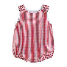 Red Seersucker Basic Bubble Romper