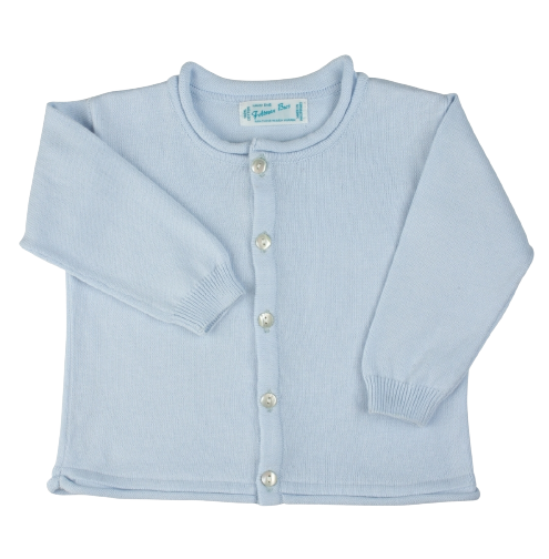 Rolled Edge Knit Cardigan, Baby Blue