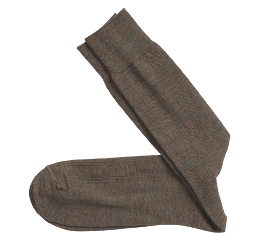 Wool Ribbed Sock Peat Brown