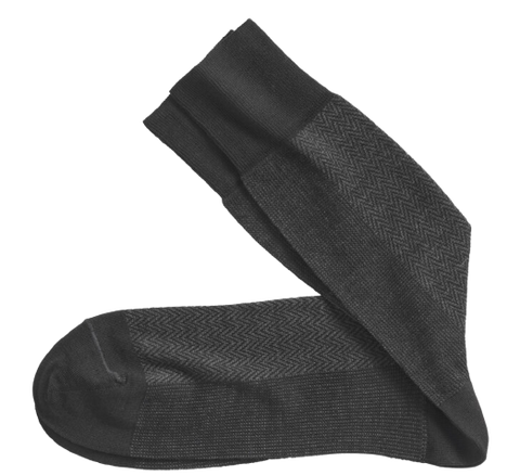 Herringbone Panel Sock Black