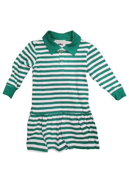 Dress, Green w/White Stripes
