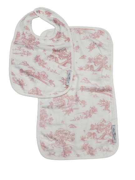 Storyland Toile Muslin Reversible Bib & Burp Set - Pink