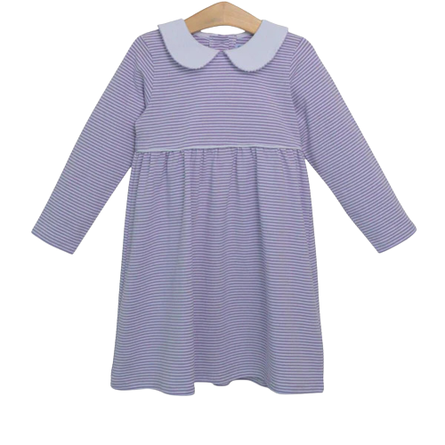 Claire Long Sleeve Dress Lavender Stripe