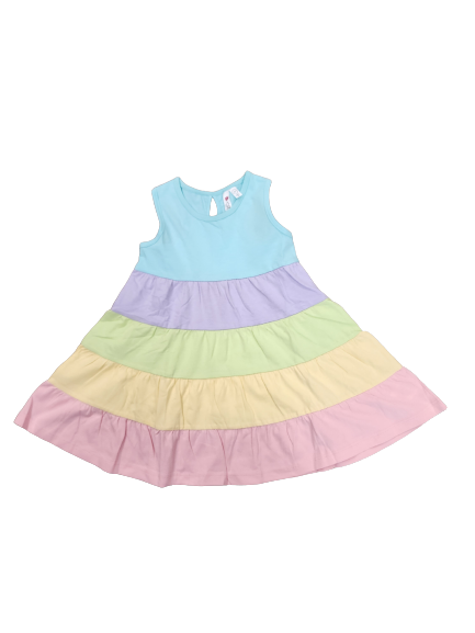 Pastel Tones 5 Tier Rainbow Twirl Dress