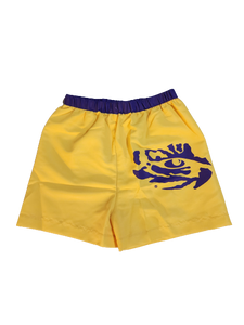 LSU Tigers Gold Shorts with Purple Waist Band