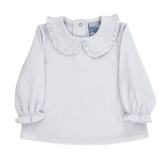 Girls Peter Pan Shirt - White Knit