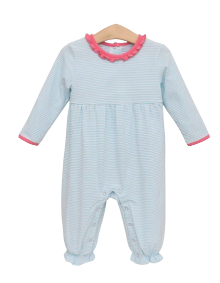 Annie Romper -  Mint Stripe/Pink