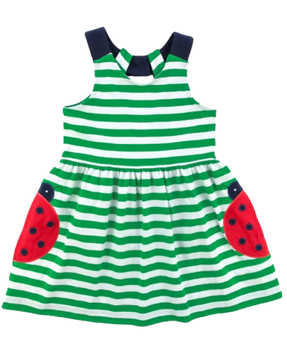 Stripe Knit Dress with Ladybug Pocket