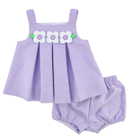Pincord Dress & Bloomer with Flowers
