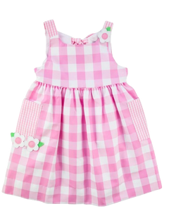 Gingham Dress with Flowers