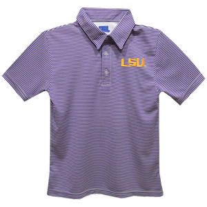LSU Tigers Embroidered Purple Stripe Polo