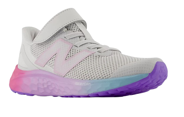 Fresh Foam Arishi v4 Bungee Lace with Top Strap - GREY MATTER with MID CENTURY PINK and Lilac Glo