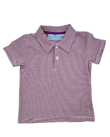 Henry Game Day Polo Purple Stripe