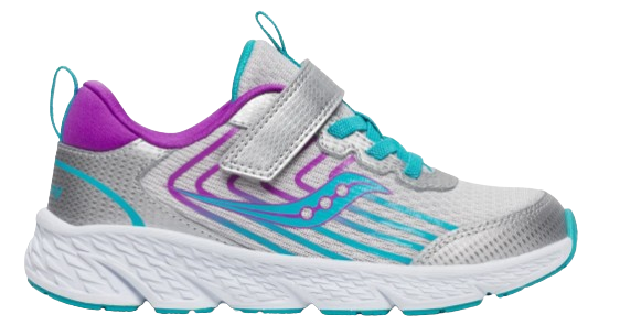 Saucony Big Kid's Wind A/C Sneaker Silver and Turq