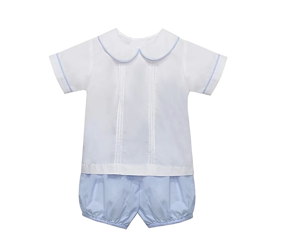 Madison Boy Short Set-Blue Micro Gingham
