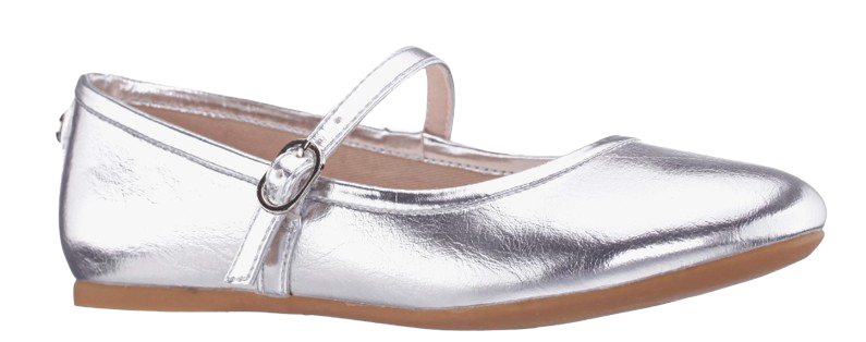 NICOLA SILVER CRACKLE METALLIC BALLET FLATS