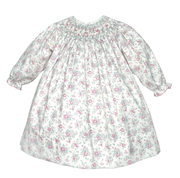 Hand Bishop Smocked Floral Print Dress