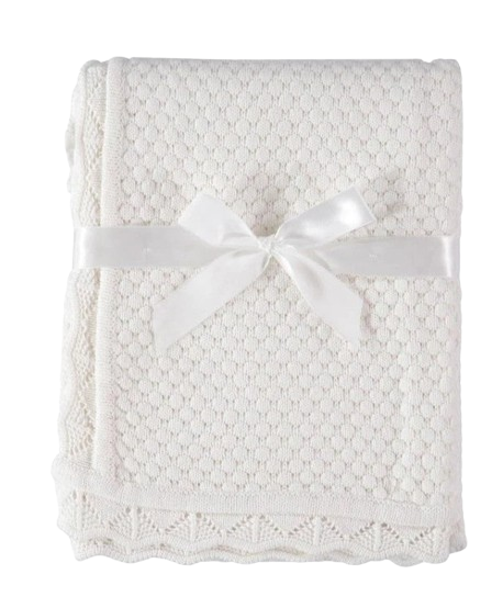 Baby Dove Scallop Edge Receiving Blanket - White
