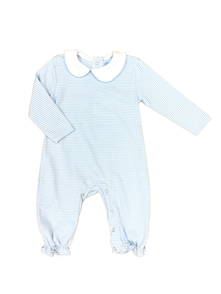Claire Long Sleeve Romper Light Blue Stripe