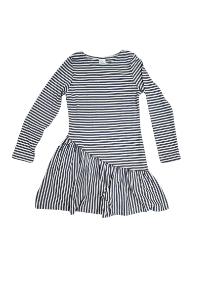 Stripe Knit Dress with Asymmetrical Hem
