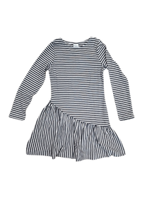 Stripe Knit Dress with Asymmetrical Hem
