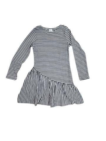 Stripe Knit Dress with Asymmetrical Hem