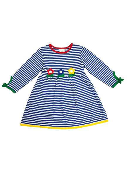 Striped Knit Dress with Flowers
