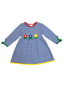 Striped Knit Dress with Flowers