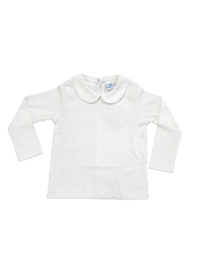 Knit Long Sleeve Blouse with White Picot