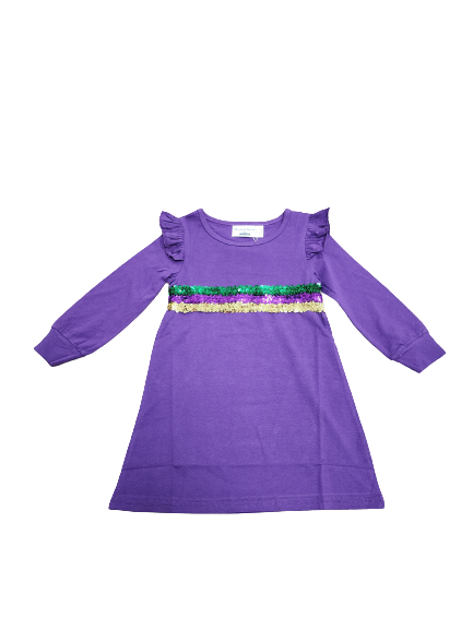 Mardi Gras Flutter Sleeve Sequins Dress* 12