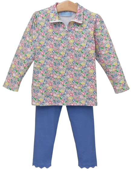 Floral 1/4 Zip Pullover Set