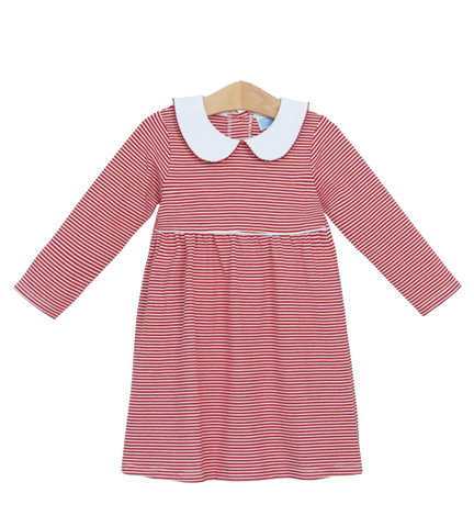 Claire Long Sleeve Dress Red Stripe