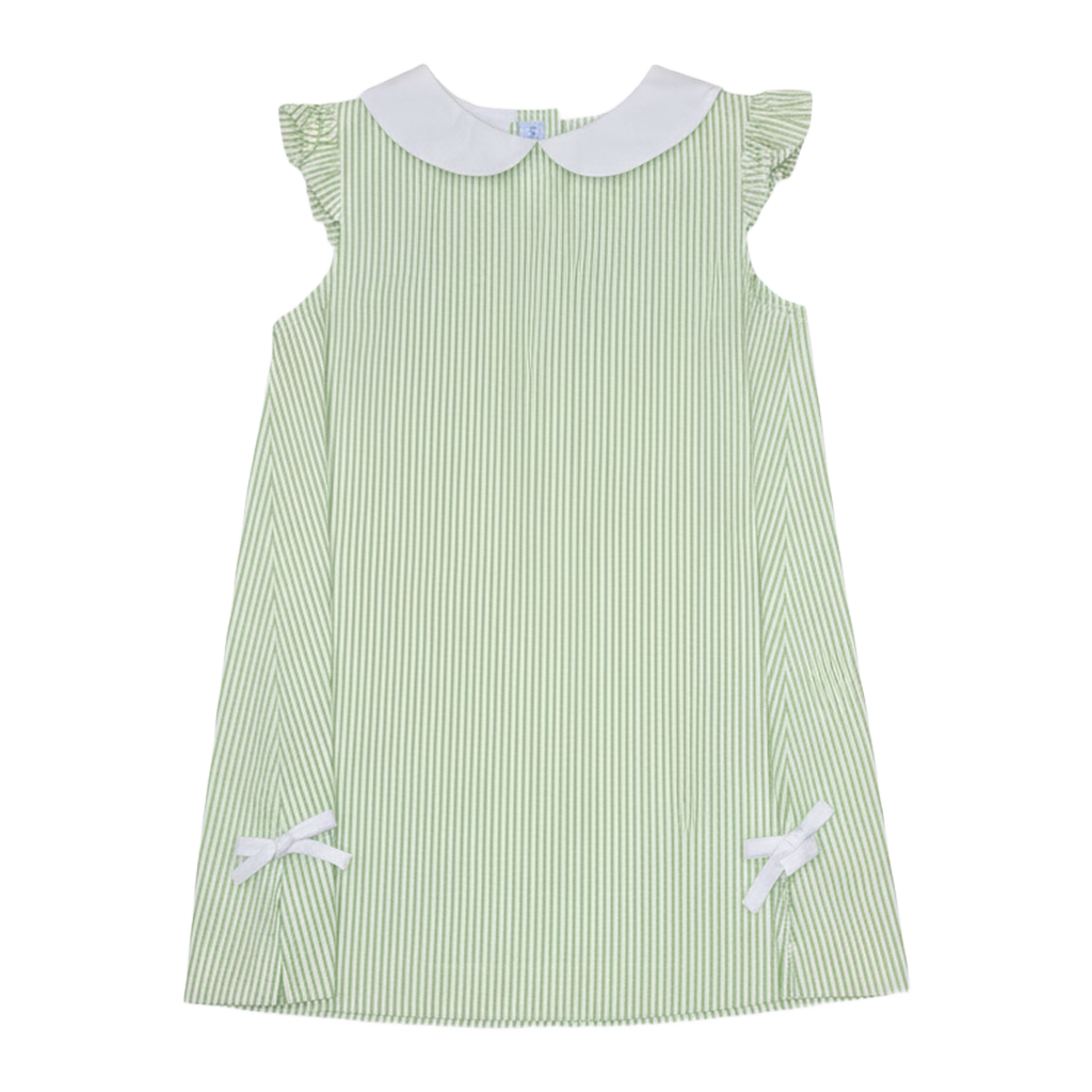 A-Line Dress Lime Stripe Seersucker*