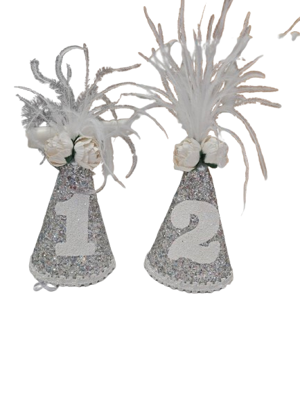 Silver/White Feather Party Hat