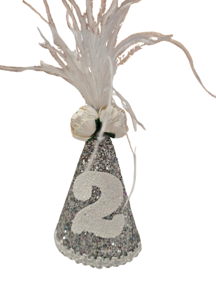 Silver/White Feather Party Hat