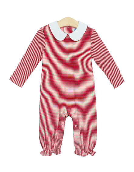 Claire Long Sleeve Romper Red Stripe