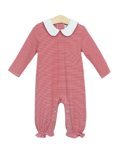 Claire Long Sleeve Romper Red Stripe