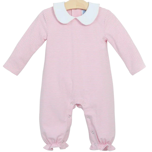 Claire Long Sleeve Romper Light Pink Stripe