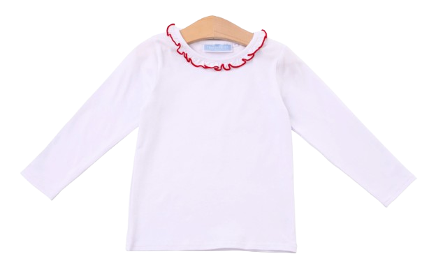Vera Ruffle Top - Red Piping