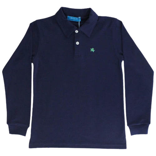 Harry Long Sleeve Polo- Navy