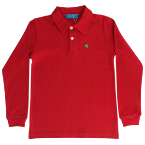 Harry Long Sleeve Polo- Red