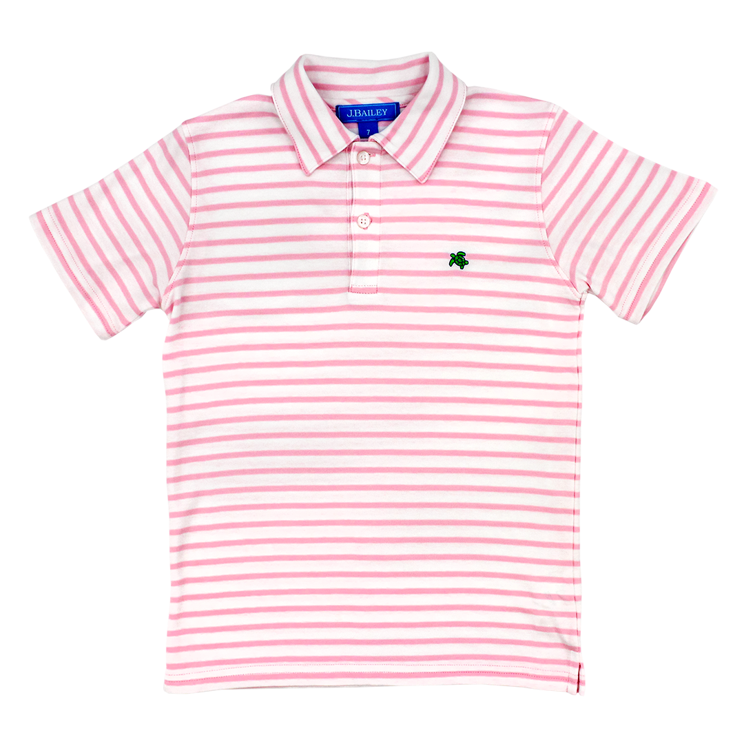Short Sleeve Polo, Pink/White