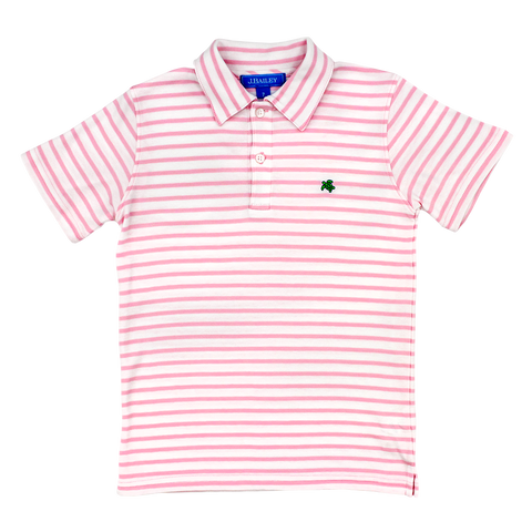Short Sleeve Polo, Pink/White