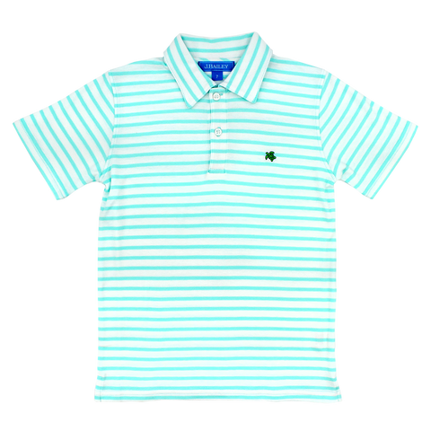 Short Sleeve Polo, Seaglass/White
