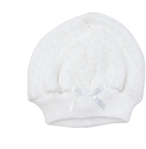 White Beanie Cap w/White Bow