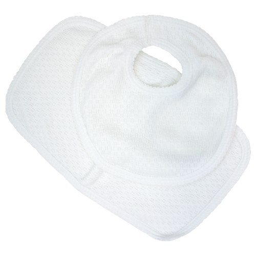 Paty Bib and Burp Set White w/White Trim